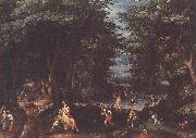 CONINXLOO, Gillis van Landscape with Leto and Peasants of Lykia fsg oil painting